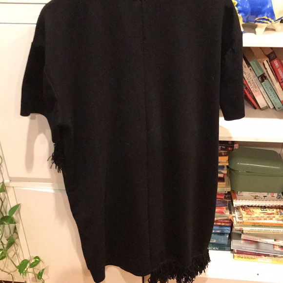 Zara Trafaluc Asymmetrical Fringe Black Sweatshirt Dress (Size L) - Picture 13 of 13
